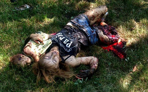Новороссийская мадонна. Убитые мать с ребенком после украинского артобстрела центра Горловки